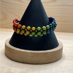 Achira Bracelet Tribal Macramé rainbow blue red purple yellow orange waxed cord